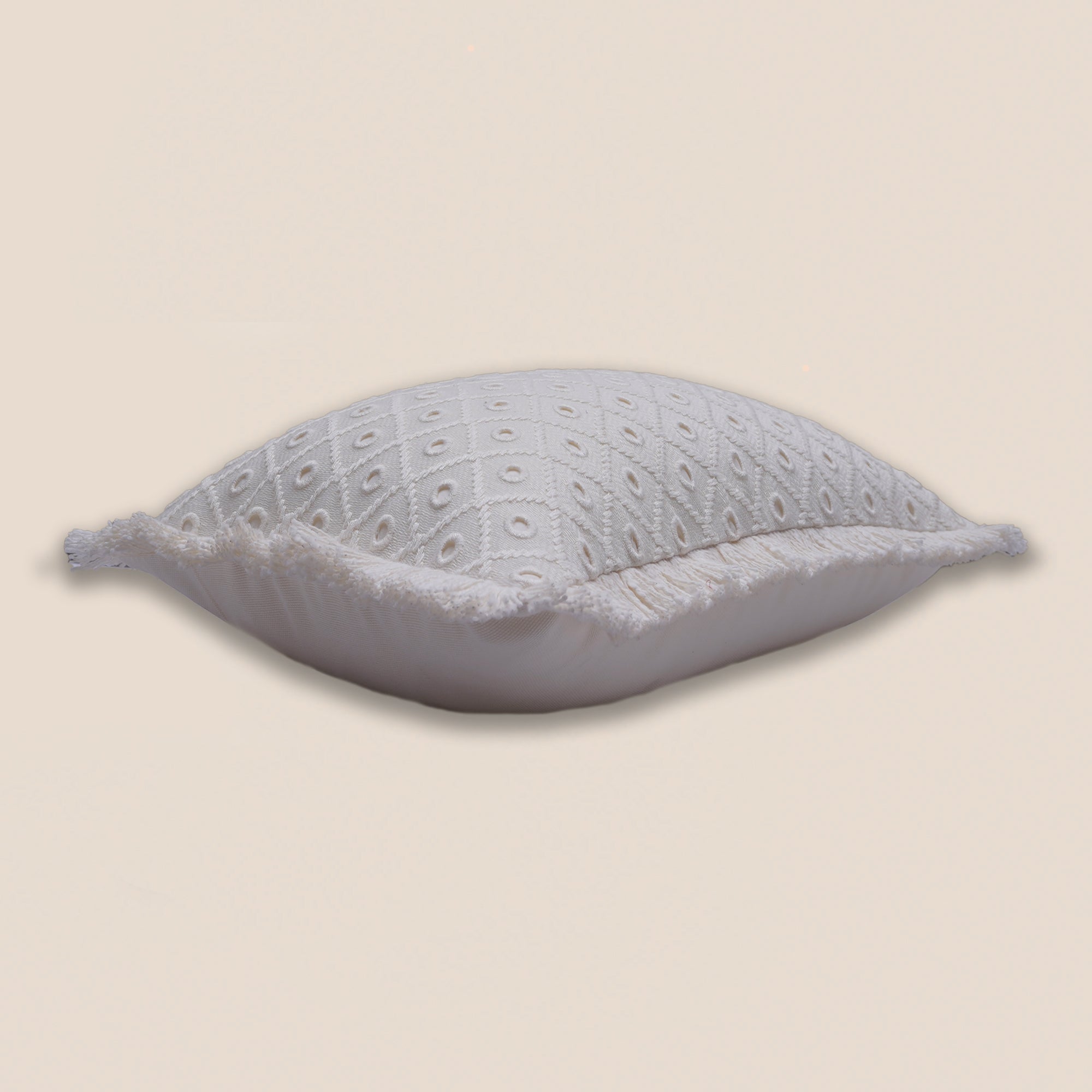 Ivory Eyelet Cushion Cover - Rectangle