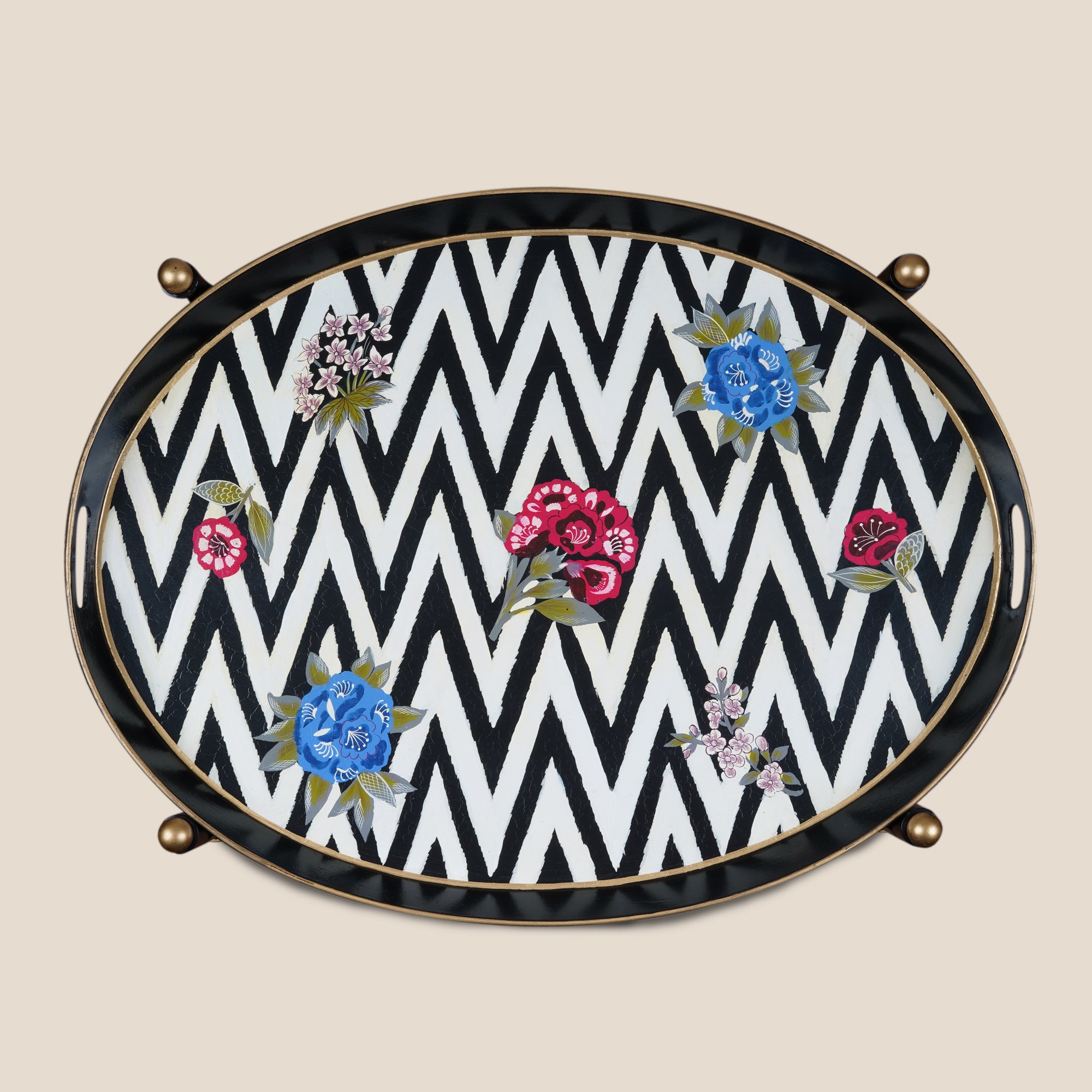 Chevron Bloom Butler Table - Small
