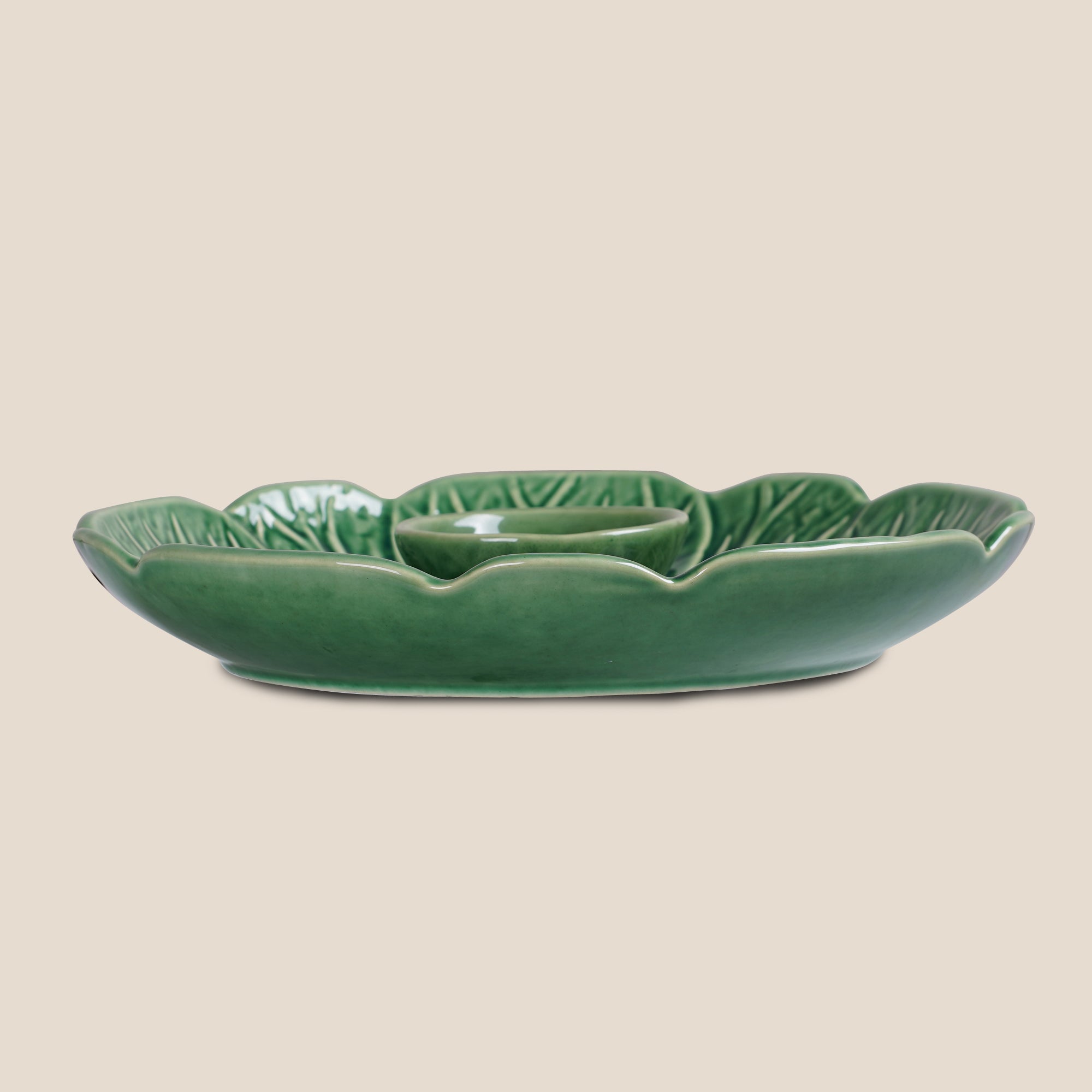 Sage Collection: Leaf Platter with Dip Bowl