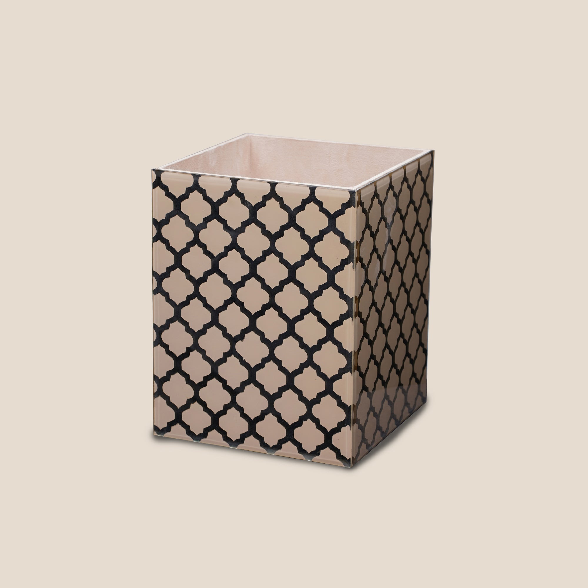 Moroccan Jaali Waste Bin - Beige