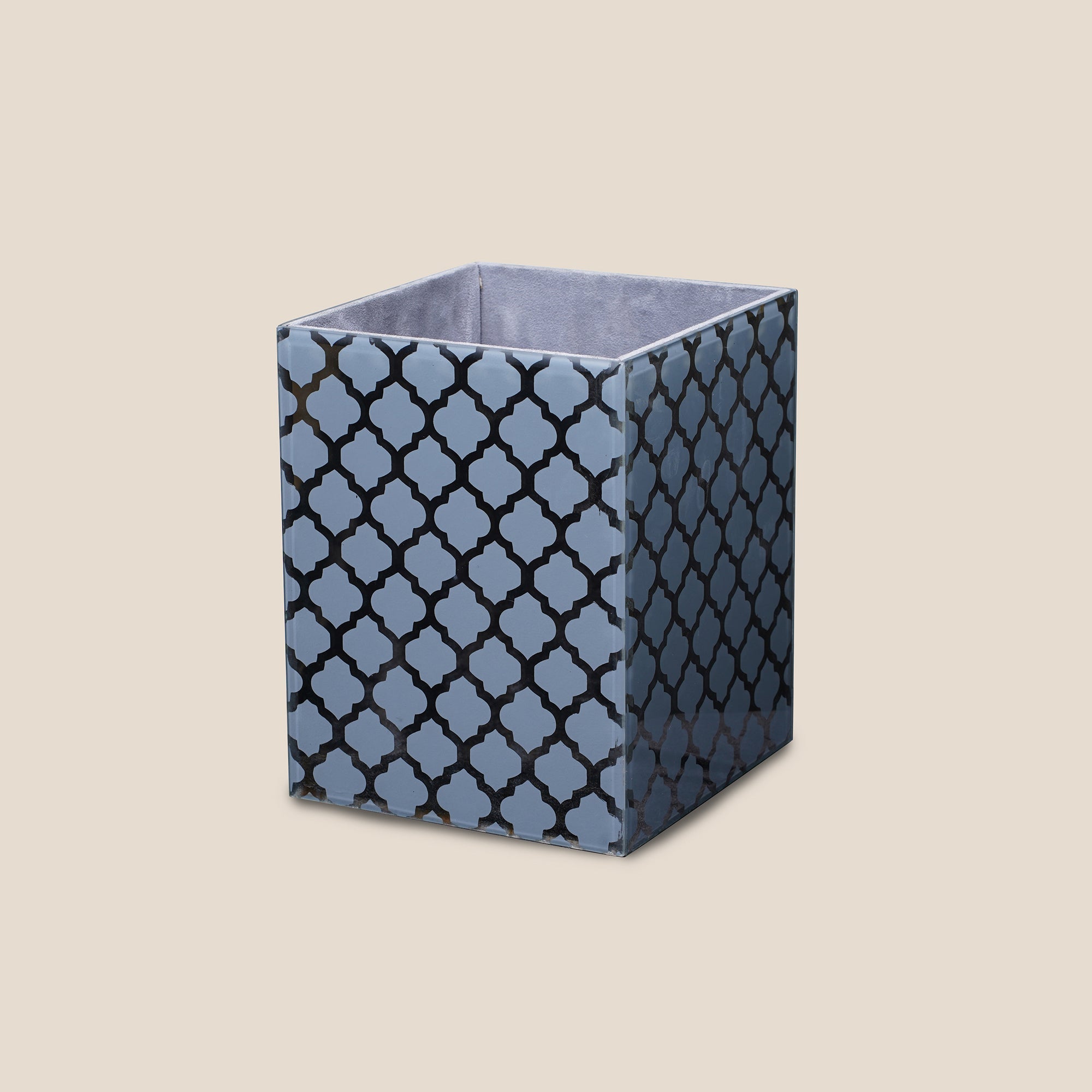 Moroccan Jaali Glass Waste bin - Grey