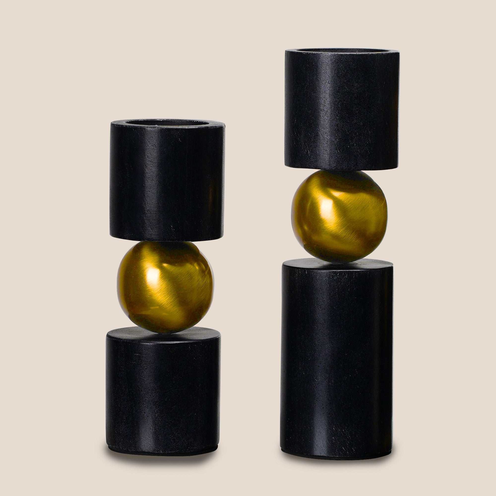 Luxe Black Marble Candles Stands