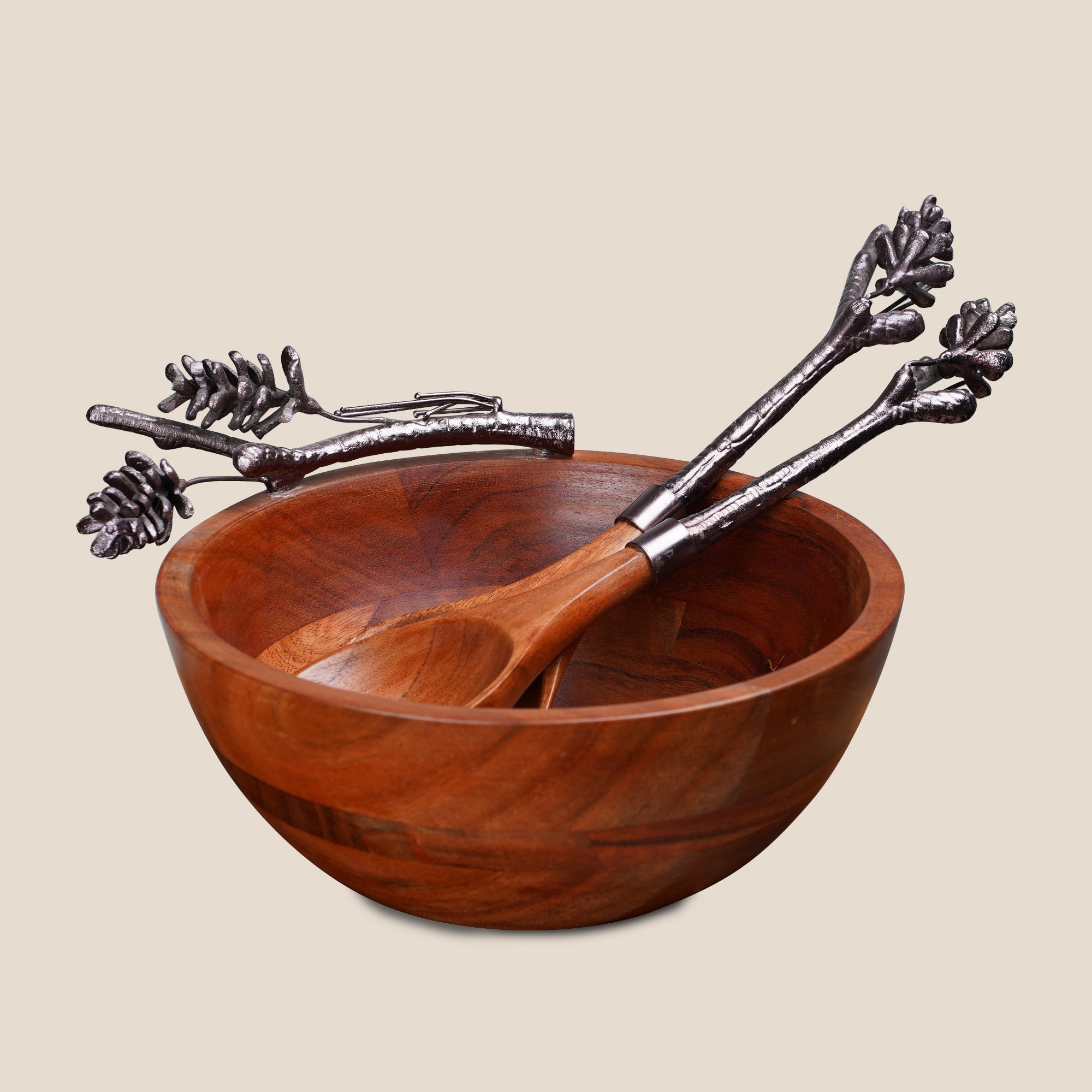Conifer Collection Wooden Salad Bowl Set
