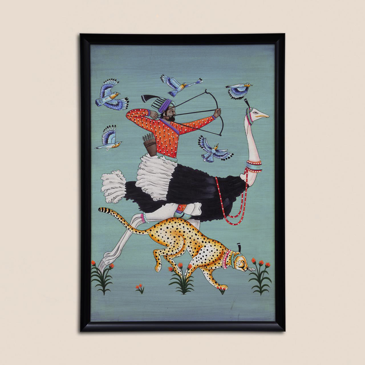 The Hunter's Quest - Hand-Painted Wooden Wall Art