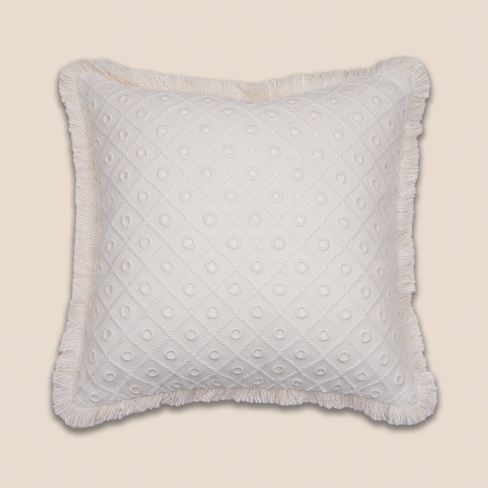 Ivory Eyelet Cushion Cover - Square