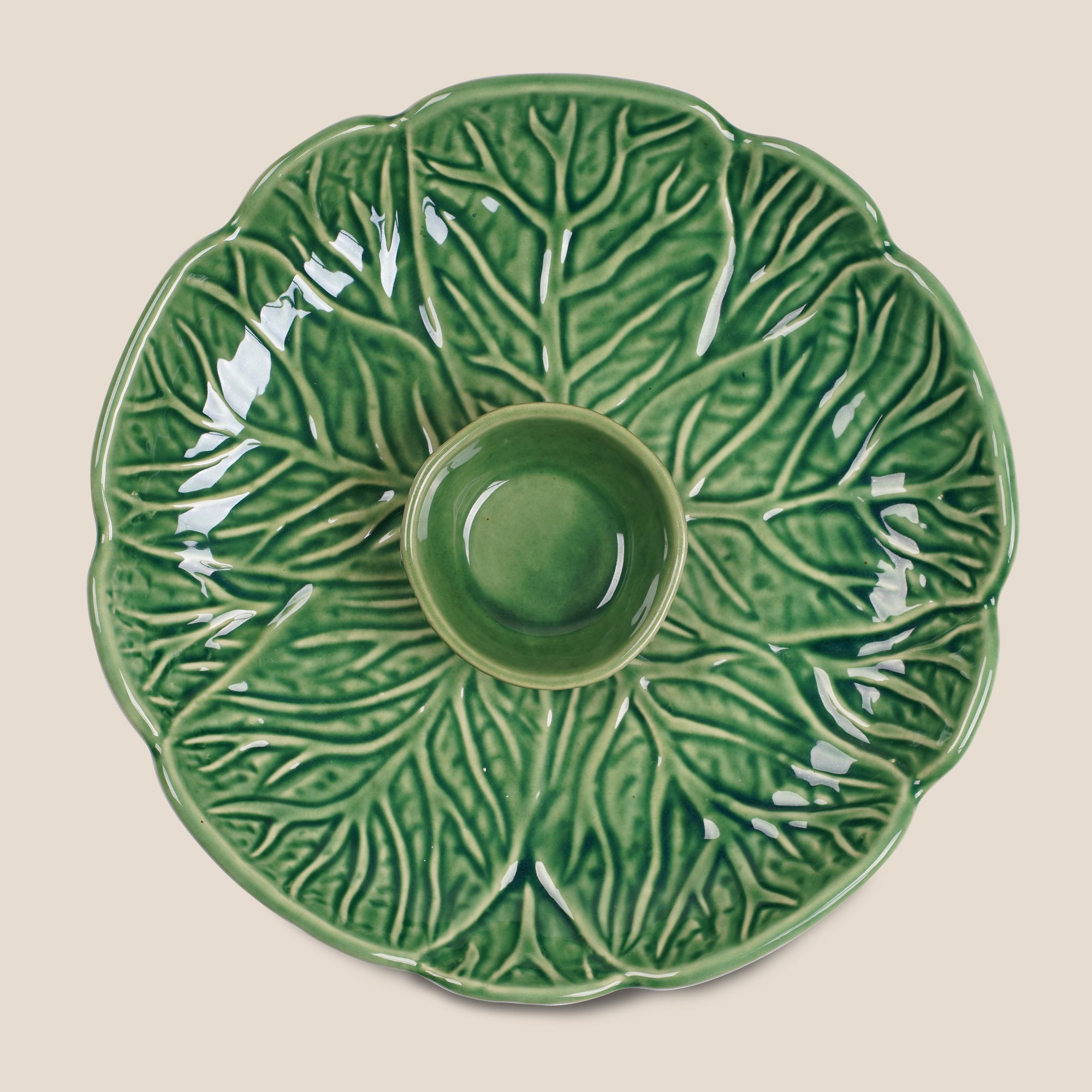 Sage Collection: Leaf Platter with Dip Bowl
