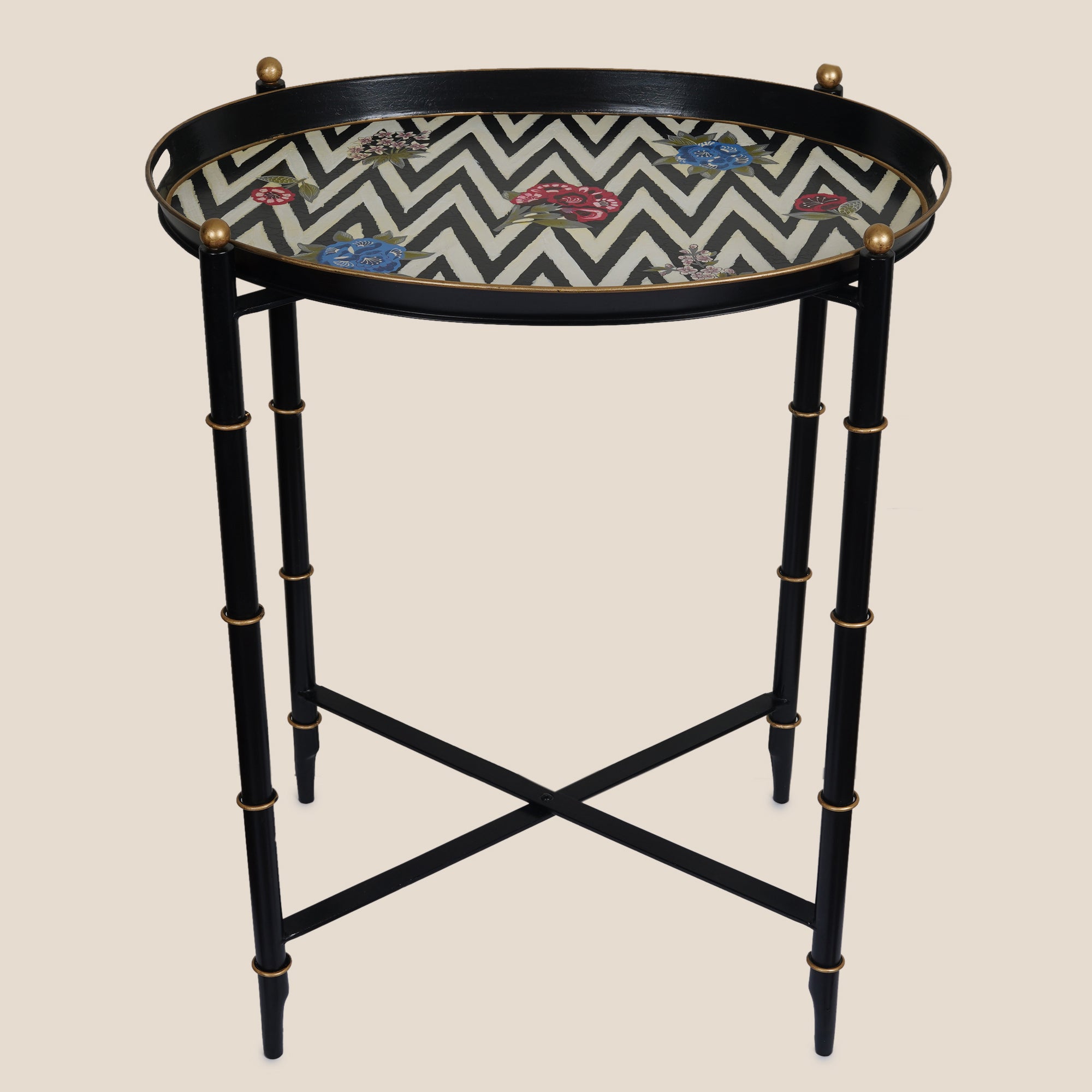 Chevron Bloom Butler Table - Small