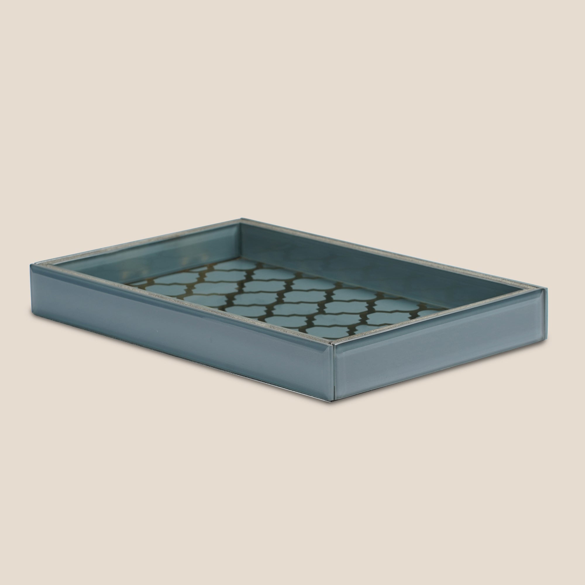 Moroccan Jaali Glass Tray - Large - Grey