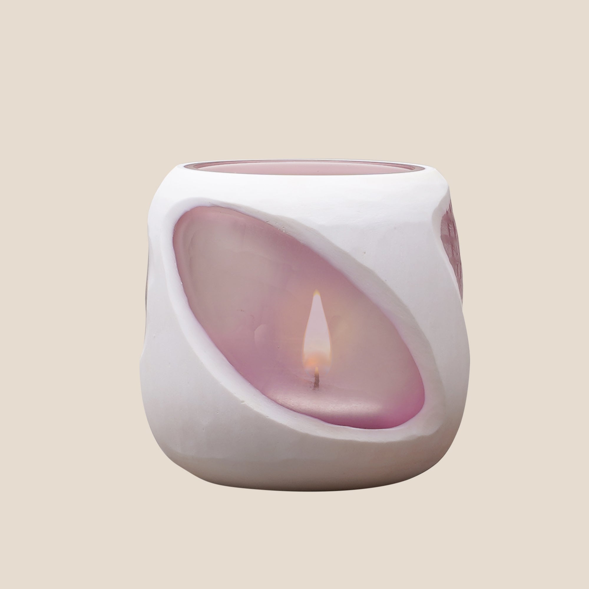 Blush Frost Hand-Cut Glass Votive
