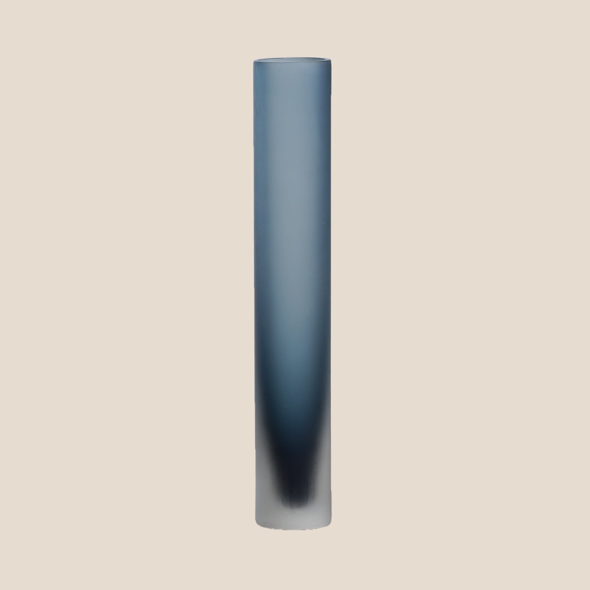 Frosted Blue Glass Cylinder Vase - Small
