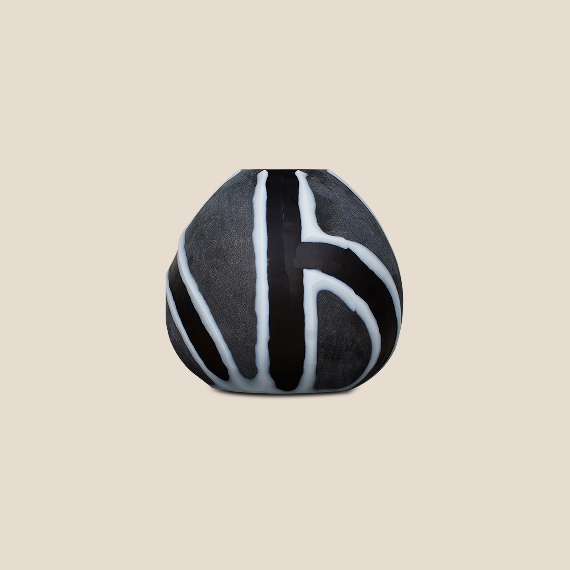 Hand-Cut Black & White Glass Vase - Small
