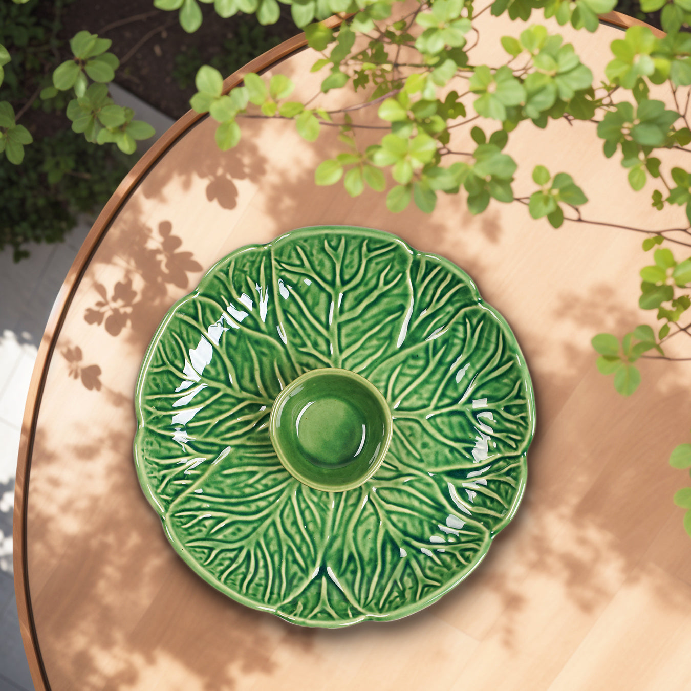 Sage Collection: Leaf Platter with Dip Bowl