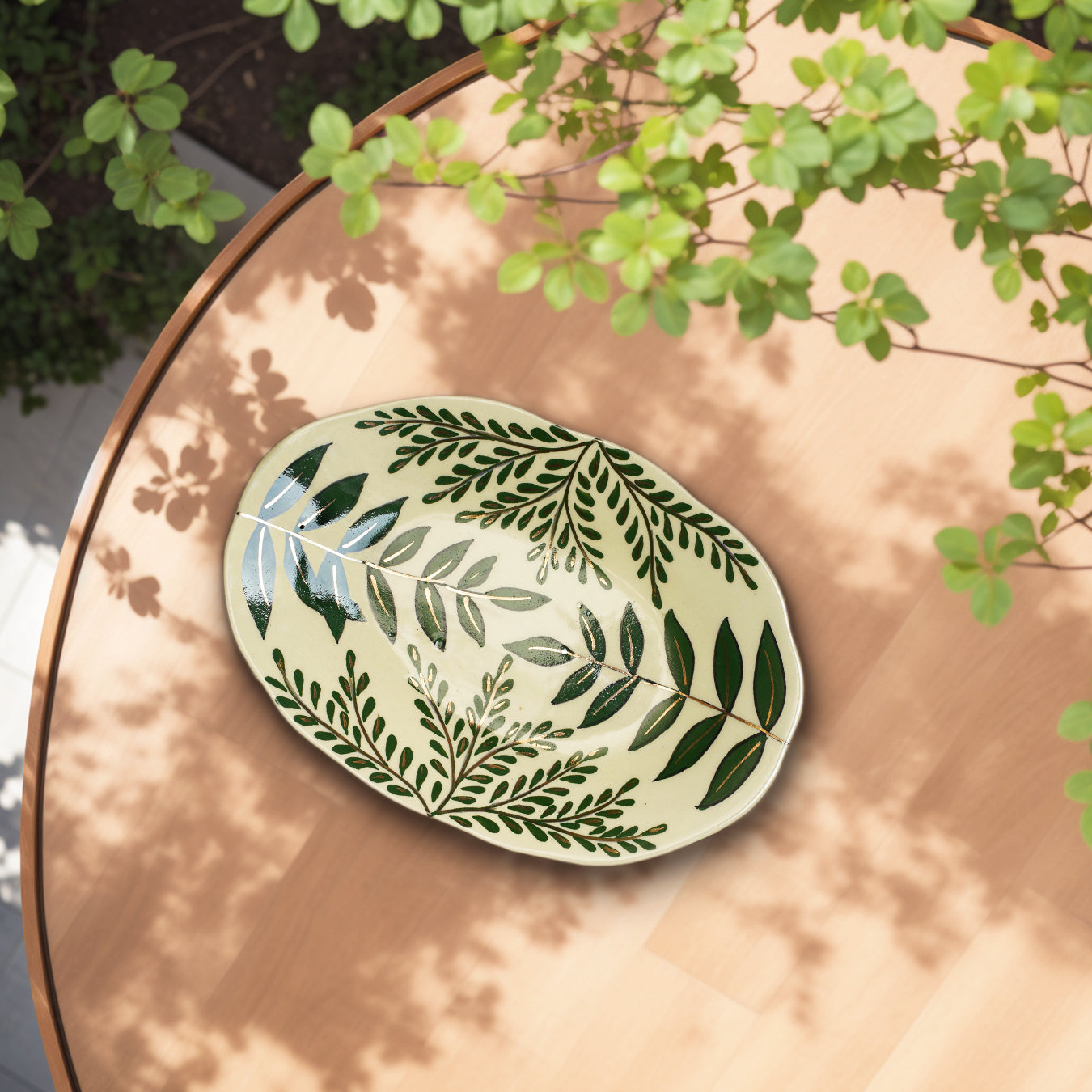 The Forest Collection 24K Gold-Plated Ceramic Platter